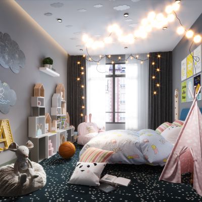 现代北欧轻奢风格儿童房