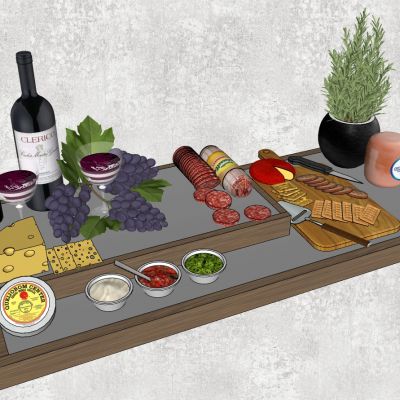 食物葡萄红酒装饰花瓶厨房组合