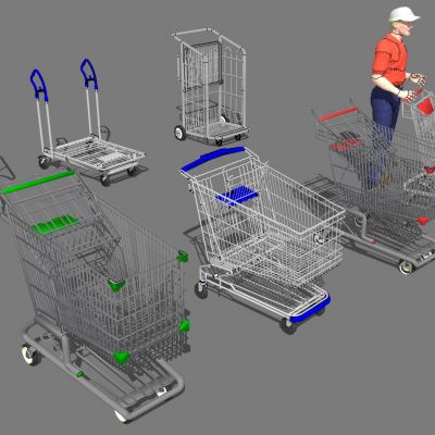 超市推车货车购物车人物