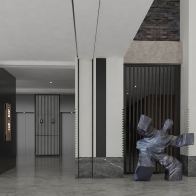 现代酒店过道 现代过道 人物雕塑
