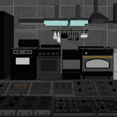 现代独立集成燃气灶吸油烟机金属壁挂厨房用品架