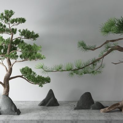 新中式松树 假山