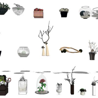 植物盆栽花艺组合新中式花瓶