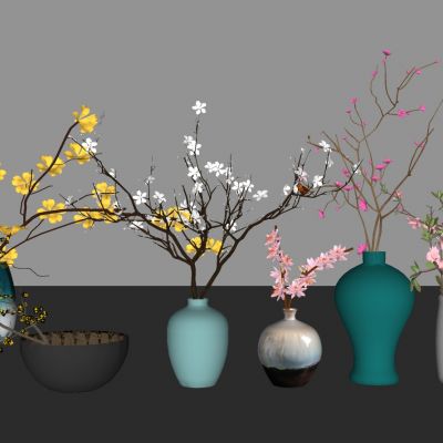 枯树枝摆件新中式装饰花盆花艺插花