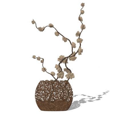 新中式镂空干枝花瓶摆件