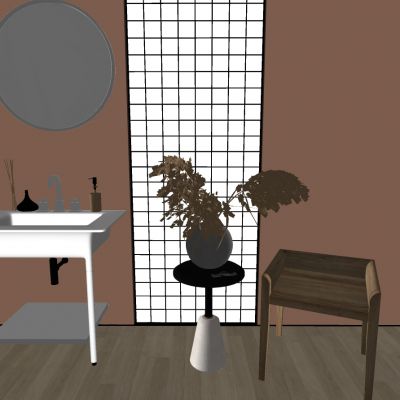 现代简易洗水台轻奢圆几台灯柜