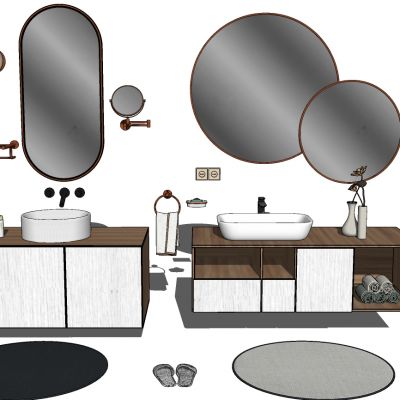 现代新中式轻奢洗手台