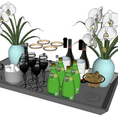 兰花红酒冰块酒杯饮料餐饮组合