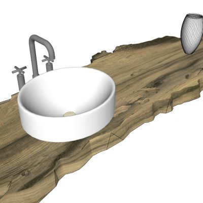 做旧榆木板洗手台