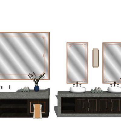 新中式现代北欧轻奢洗手台