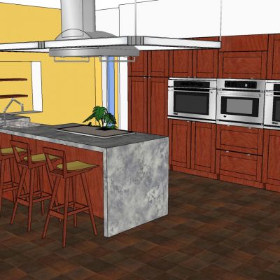 现代美式简约实木厨柜