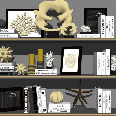 层板饰品摆件书籍珊瑚摆件SU模型