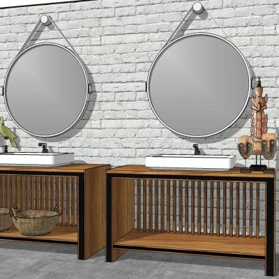 民宿中式东南亚风格木条洗手台