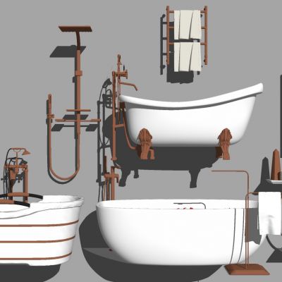 欧式美式法式现代开放外露独立浴缸