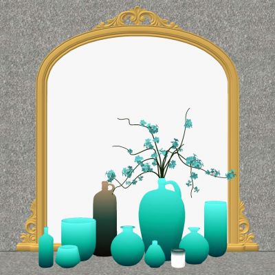 欧式法式镜框画框花瓶摆件