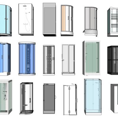 现代简欧沐浴房隔断构件简约智能淋浴花洒
