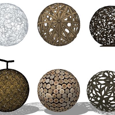 镂空藤编木质铁网球