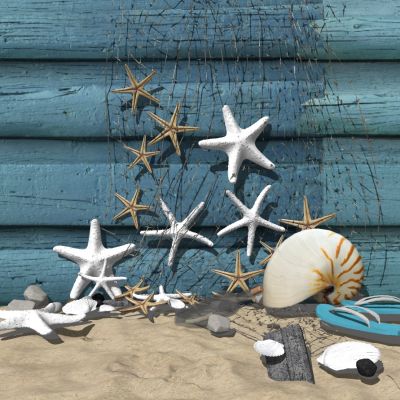 地中海渔网海星贝壳摆件