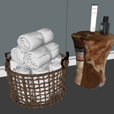 藤条藤编收纳筐毛巾木桩木墩边几圆凳卫浴用品组合