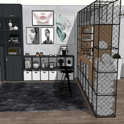 现代北欧铁丝网书柜