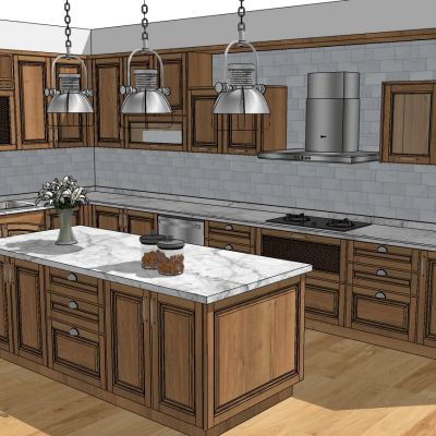 欧式美式法式木制厨柜