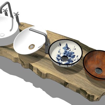 做旧榆木板洗手台