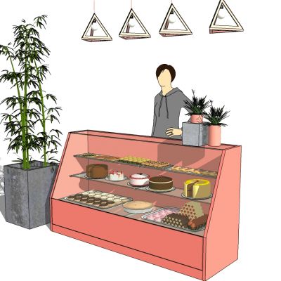 现代甜品蛋糕店糕点展台展柜