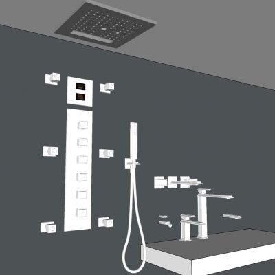 现代欧式龙头壁挂智能顶面吊装淋浴花洒龙头