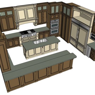 美式厨房实木厨柜