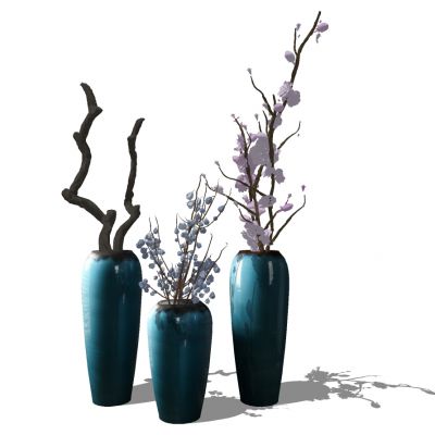 新中式干枝陶罐大花瓶摆件