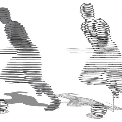 抽象运动人物踢足球雕塑