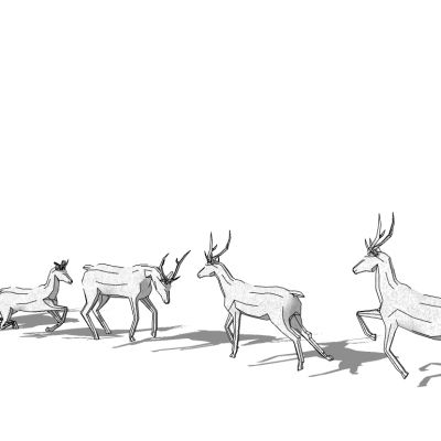 抽象鹿群麋鹿雕塑