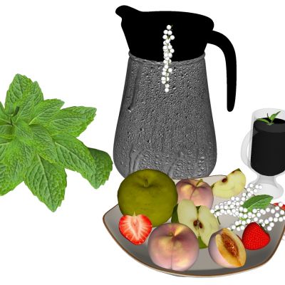 水壶水果盘薄荷叶