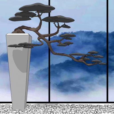 中式迎客松盆景植物摆件