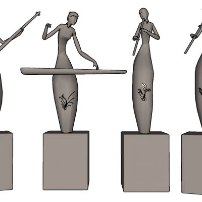 中式抽象古典人物演奏抽象人物雕塑雕像