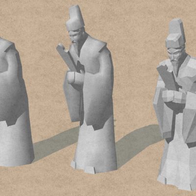 古臣子古典人物雕塑