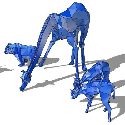 动物群几何线条动物雕塑