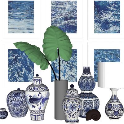 新中式陶瓷饰品摆件将军罐花瓶台灯