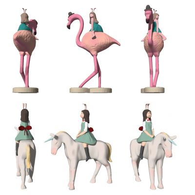 美少女儿童房摆件玩具火烈鸟摆件