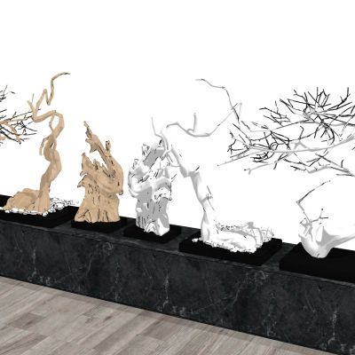 新中式根雕树干树枝枯树干枝摆件