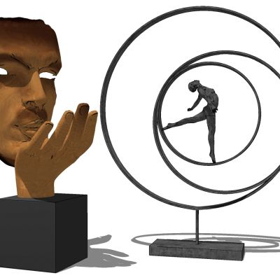 抽象人物人面雕塑摆件