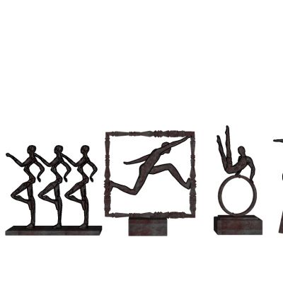 现代金属运动人物雕塑摆件