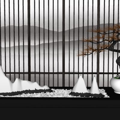 新中式日式枯山水山形摆件盆景