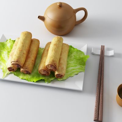 现代早餐 筷子 春卷