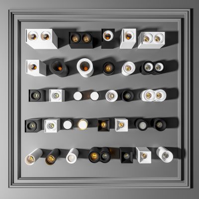 现代明装筒灯单双头射灯组合