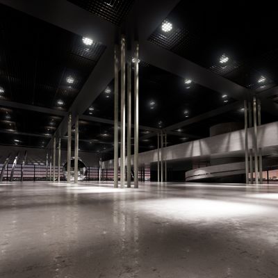 立体圆柱室内大厅场景