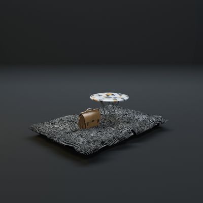 高品质地毯桌椅茶几等毛皮质感家具3D模型