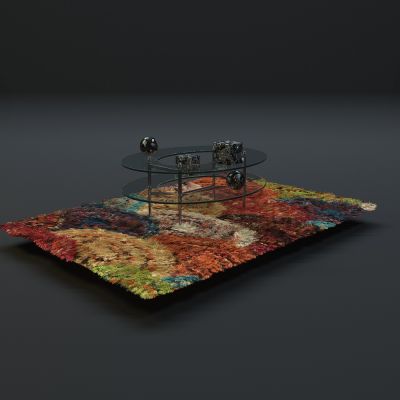 高品质地毯桌椅茶几等毛皮质感家具3D模型