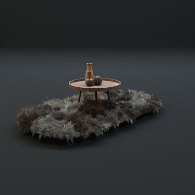 高品质地毯桌椅茶几等毛皮质感家具3D模型