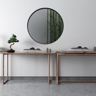 新中式边柜 玄关柜 盆栽